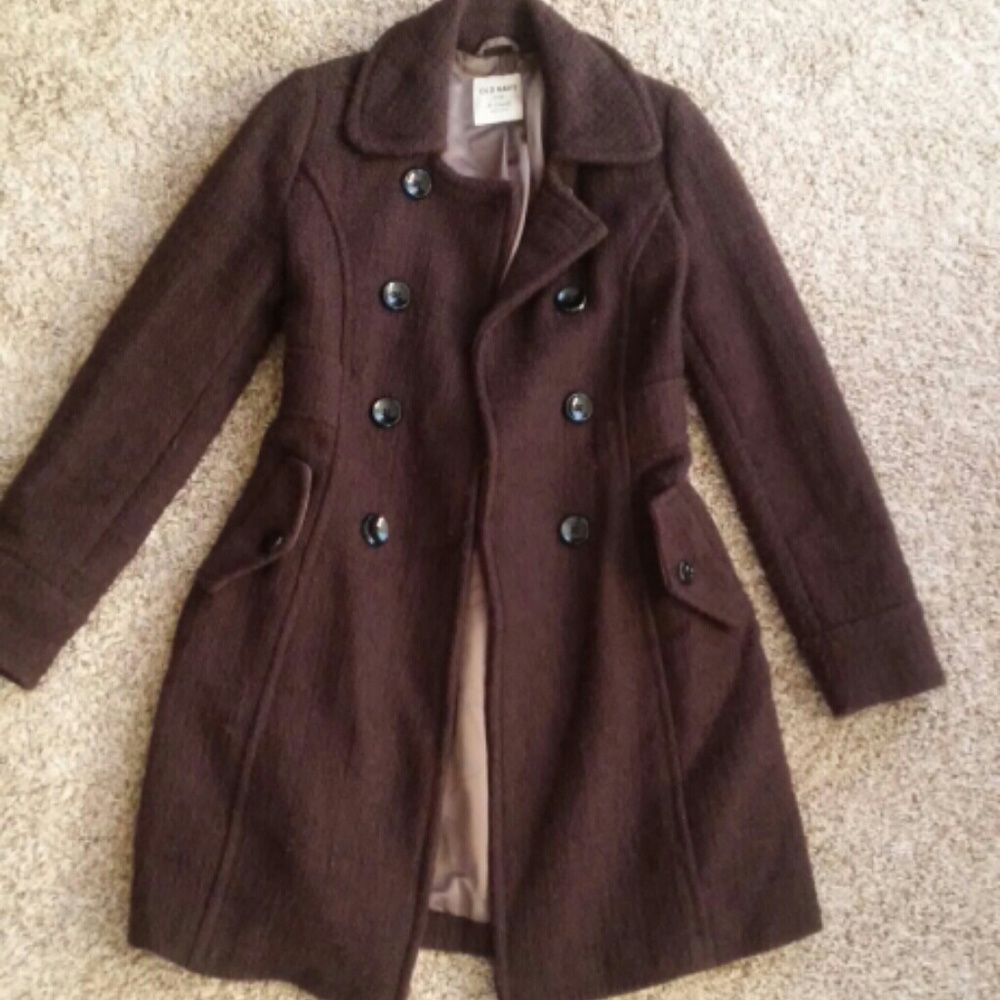 Old Navy Brown Winter Wool Coat Sz XS